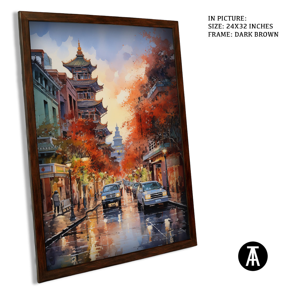 Sample Artwork in Dark Brown Frame