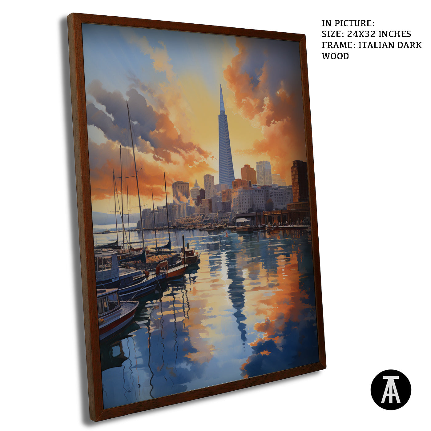 Artwork in Dark Wood Frame