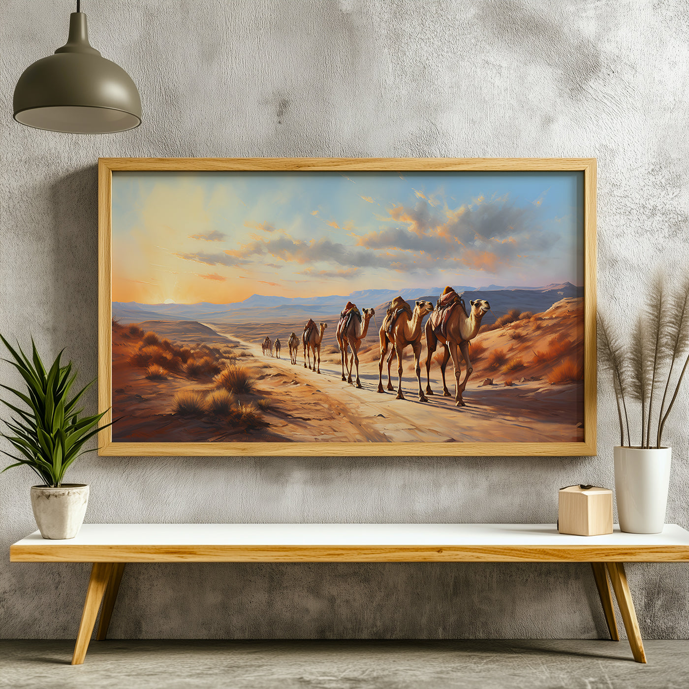 Panoramic Indian Painting in a Lifestyle Setting