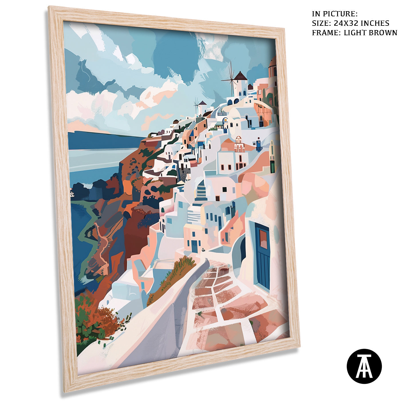 Artwork in Light Brown Frame