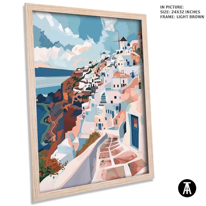 Artwork in Light Brown Frame