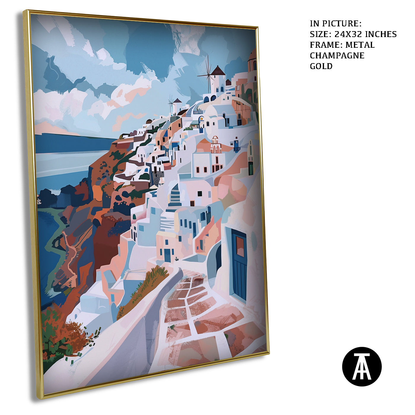 Artwork in Metal Champagne Gold Frame