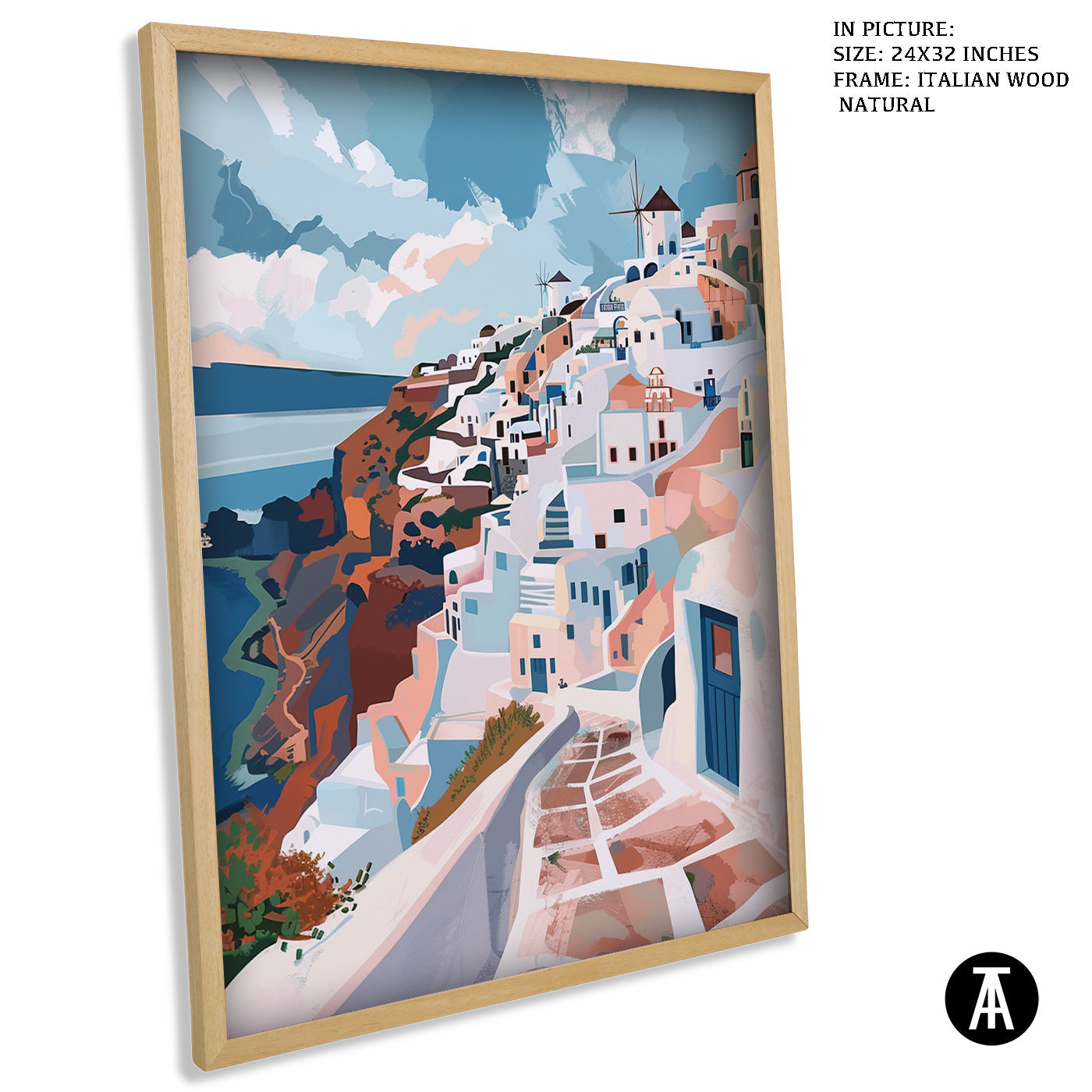 Artwork in Natural Wood Frame