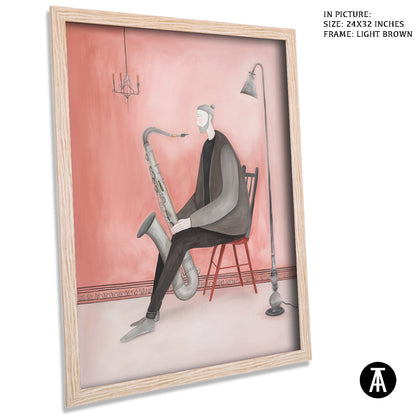 Artwork in Light Brown Frame