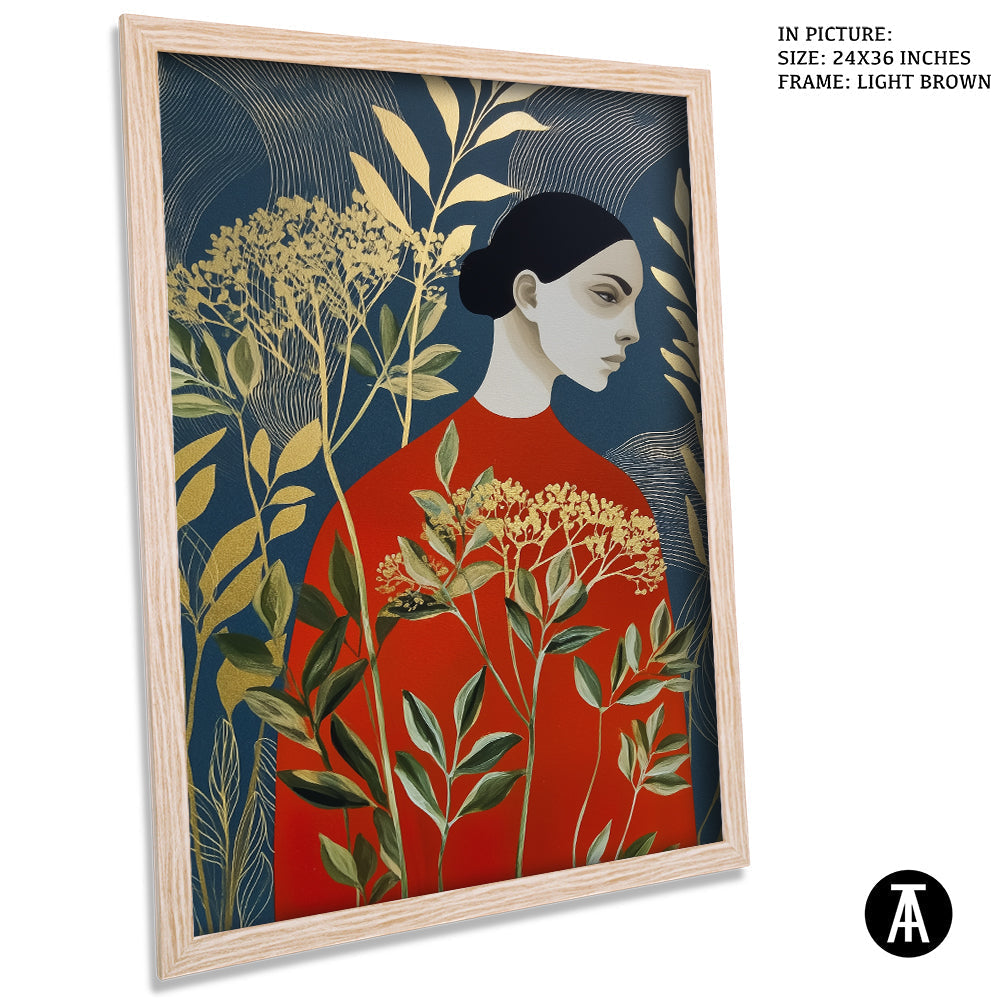 Artwork in Light Brown Frame