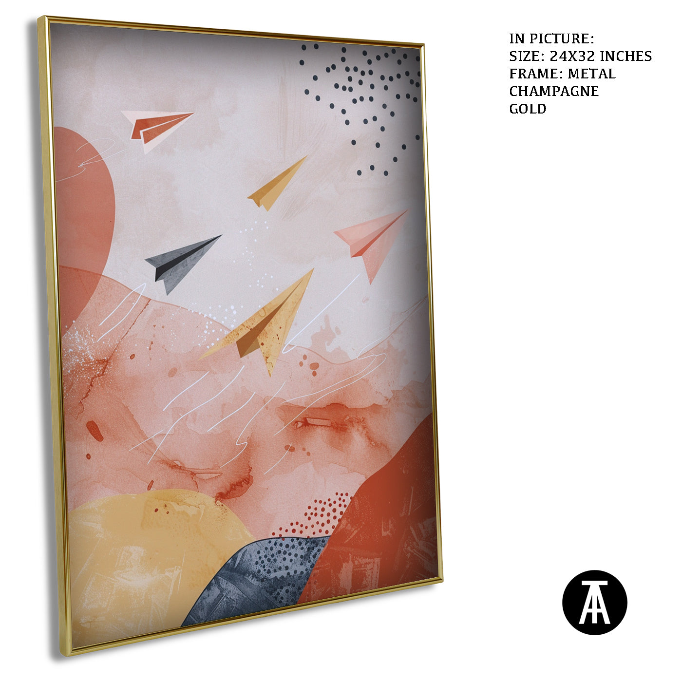 Artwork in Metal Champagne Gold Frame