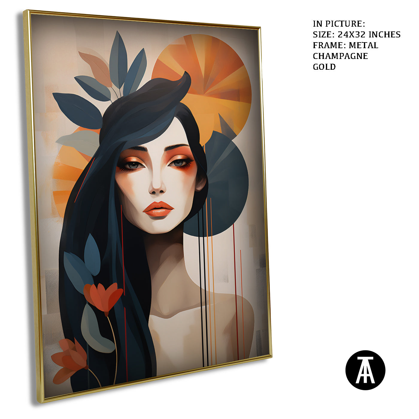 Artwork in Light Brown Frame