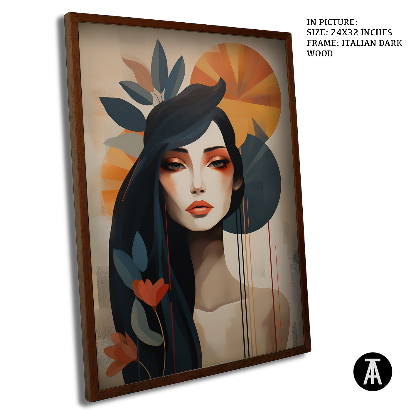 Artwork in Dark Wood Frame