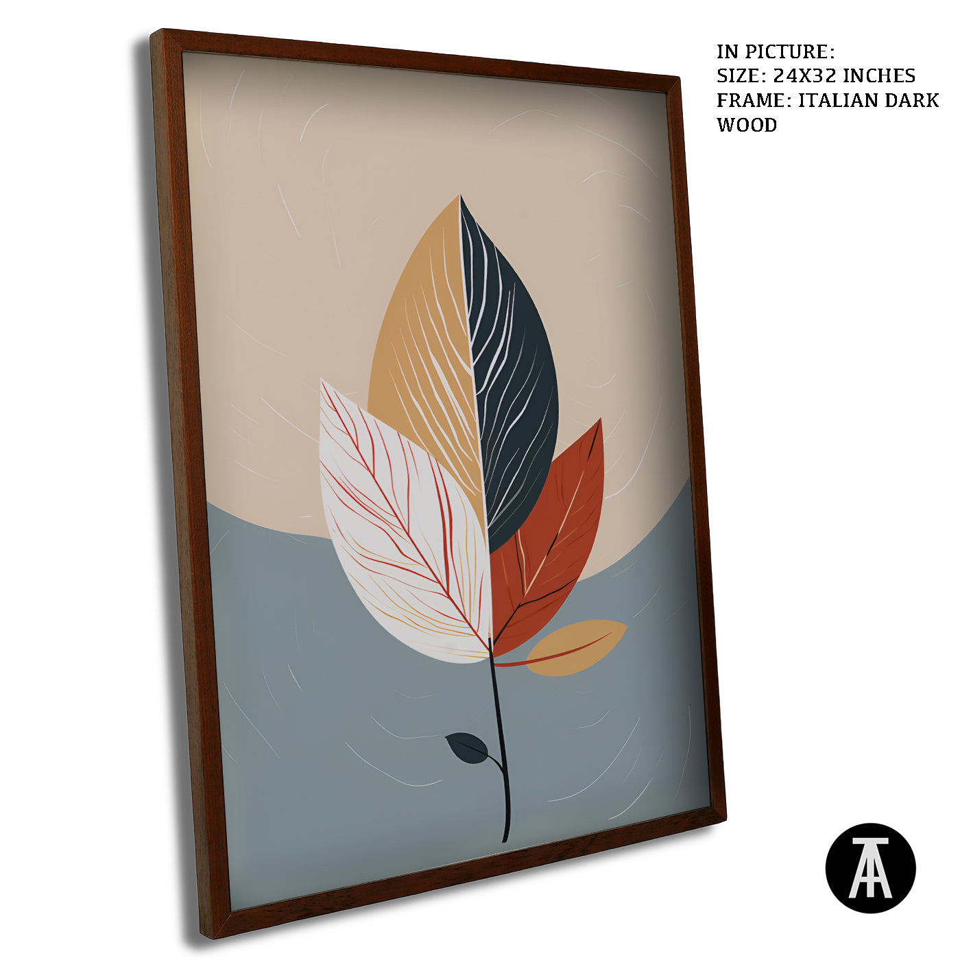 Artwork in Dark Wood Frame