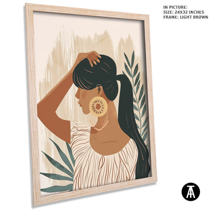 Artwork in Light Brown Frame