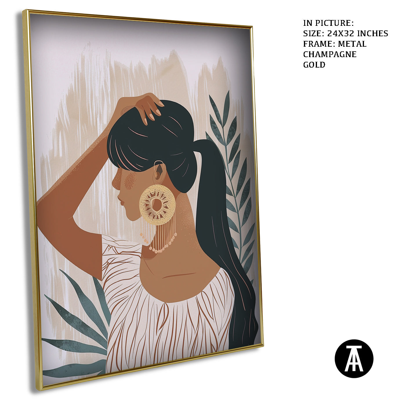 Artwork in Metal Champagne Gold Frame