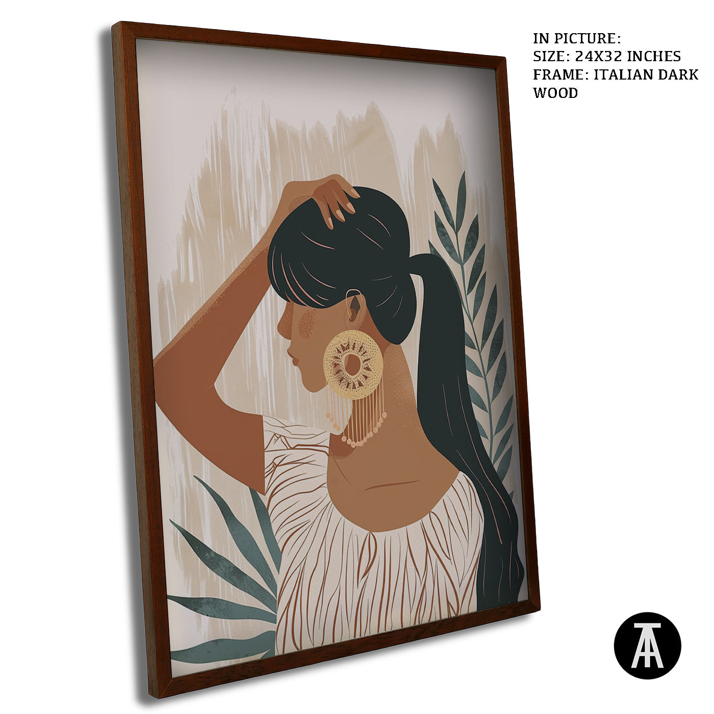 Artwork in Dark Wood Frame