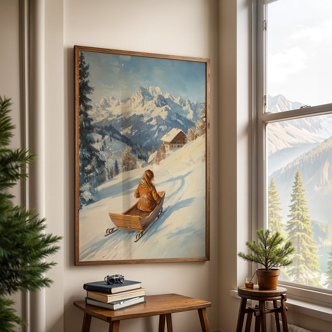 Swiss Alps Painting in a Lifestyle Setting