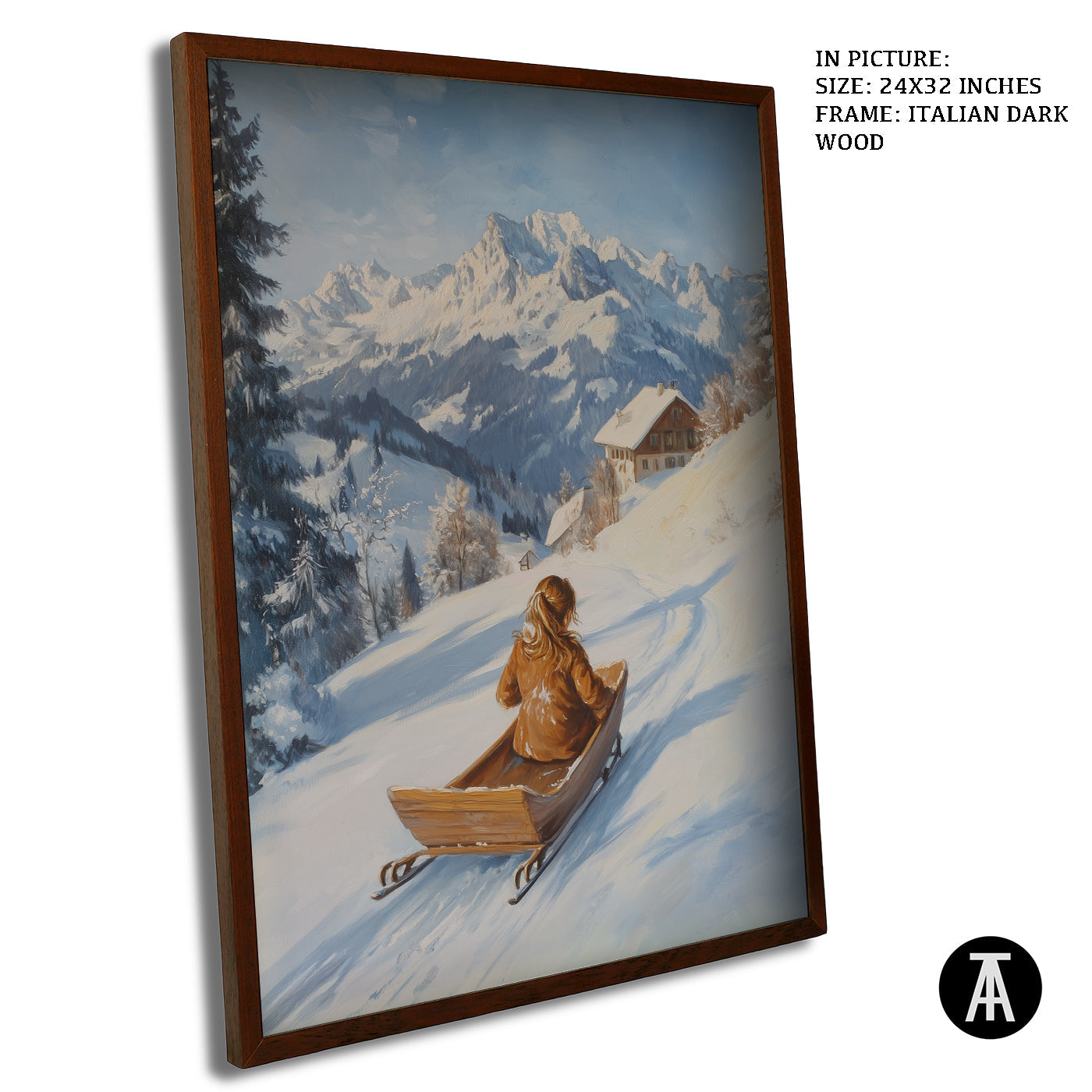 Artwork in Dark Wood Frame