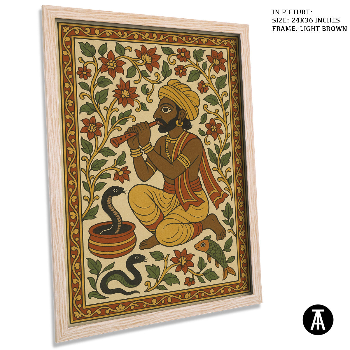 Artwork in Light Brown Frame