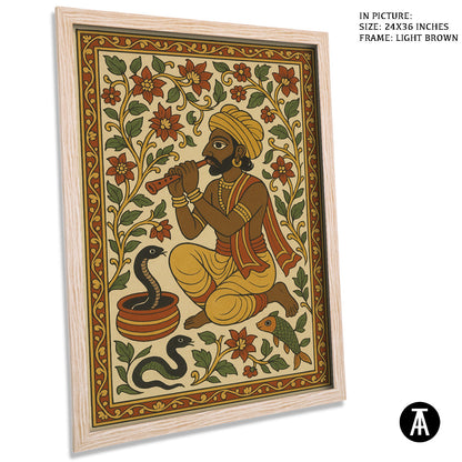Artwork in Light Brown Frame