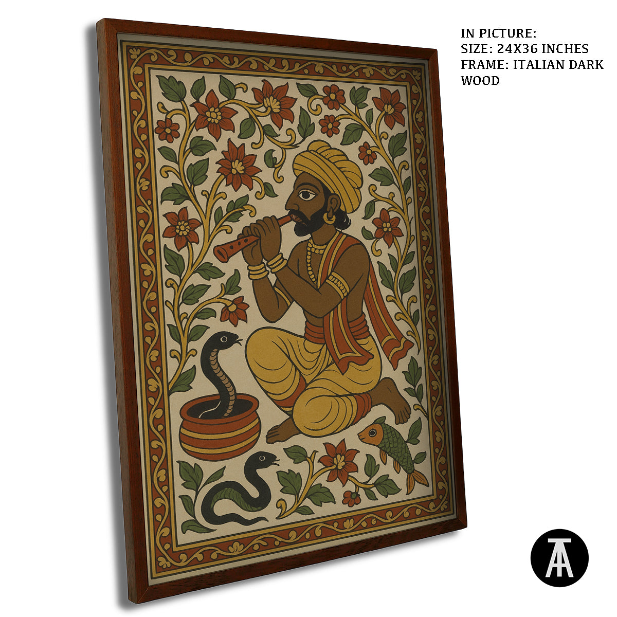 Artwork in Dark Wood Frame