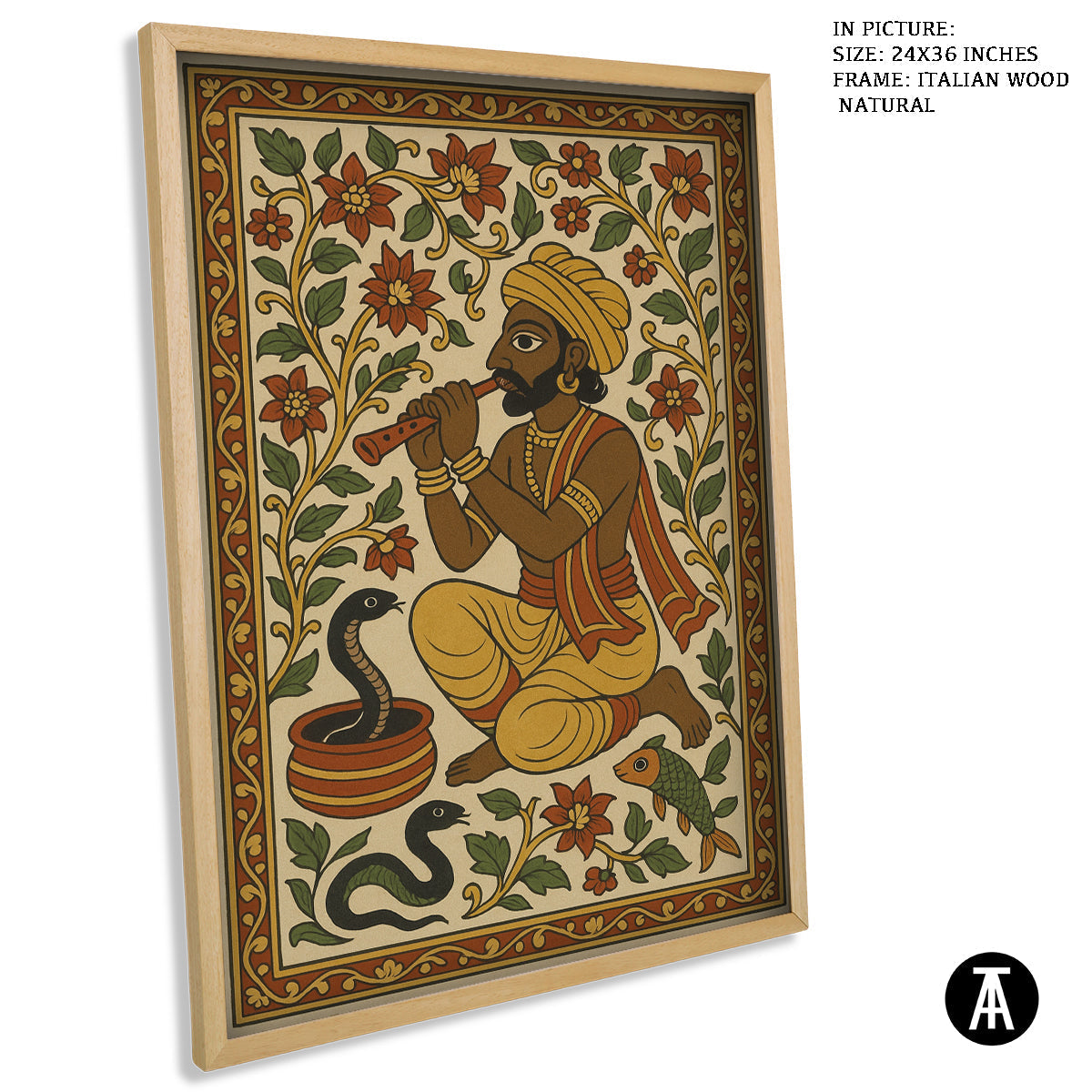Artwork in Natural Wood Frame