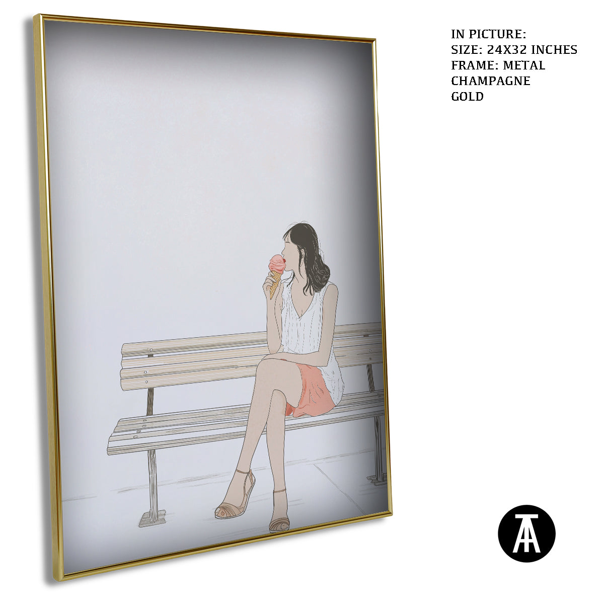 Artwork in Light Brown Frame