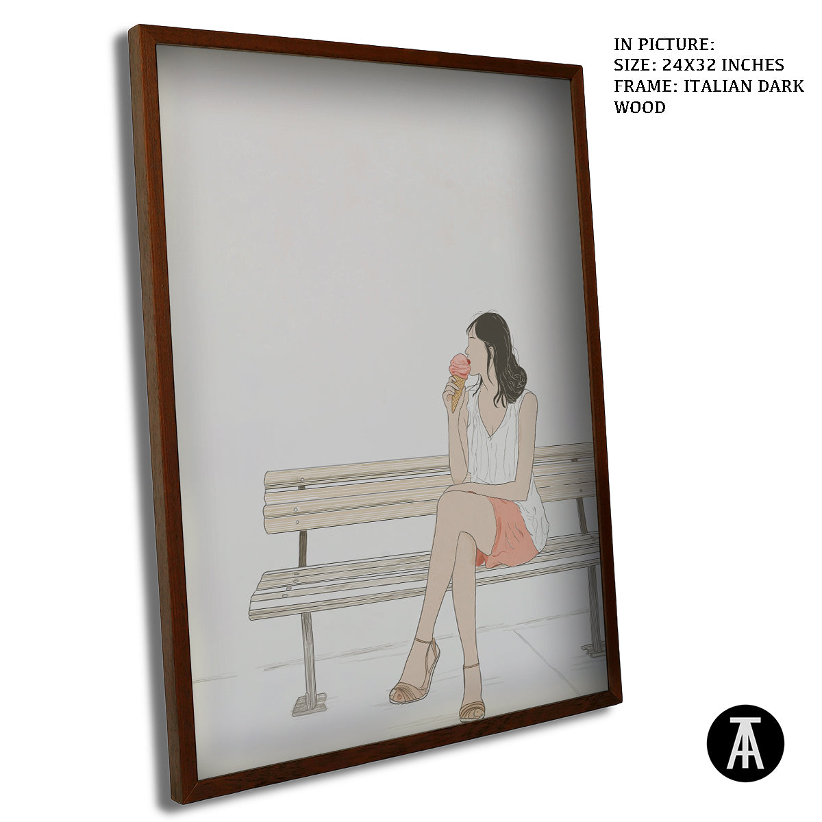 Artwork in Dark Wood Frame