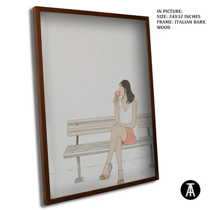 Artwork in Dark Wood Frame
