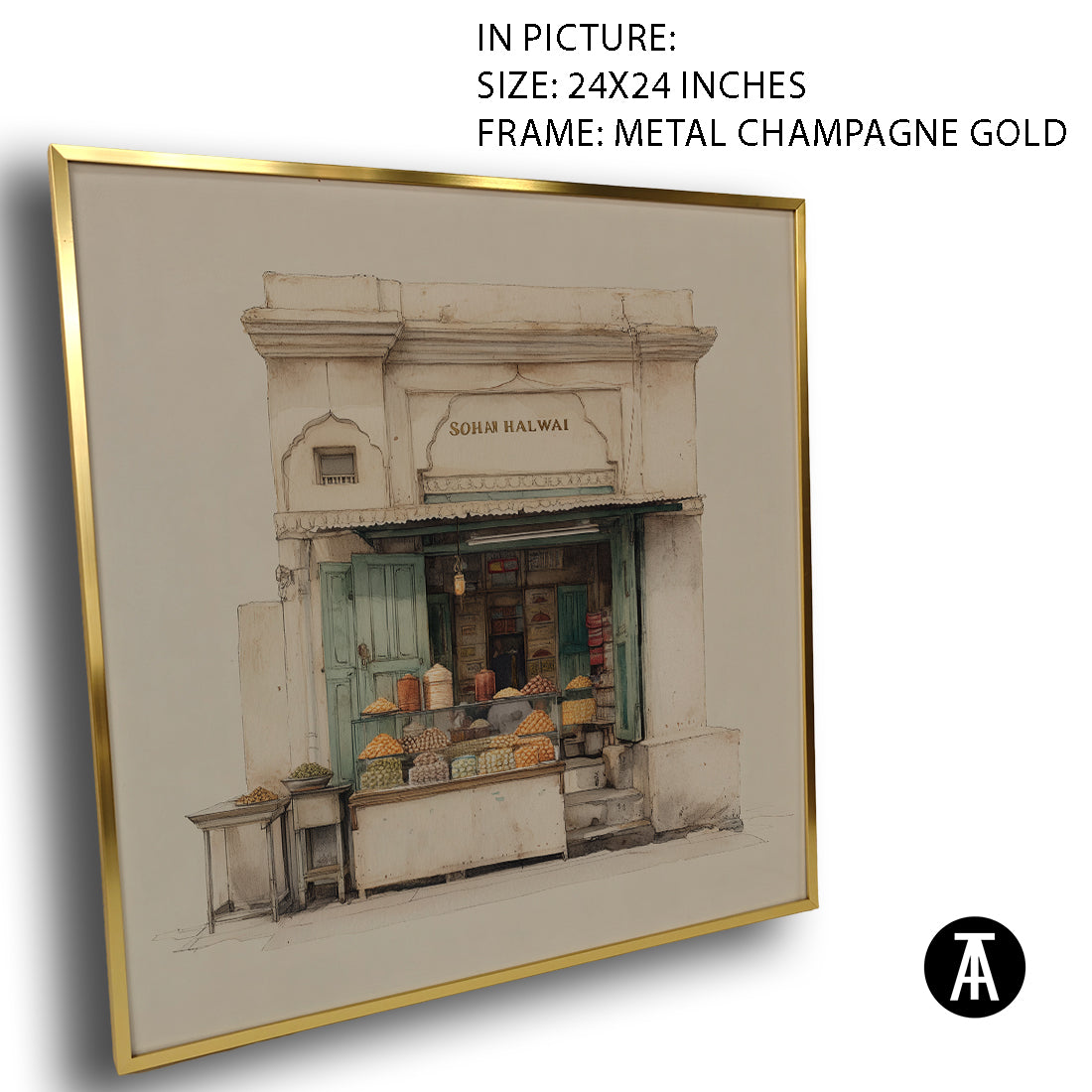 Artwork in Metal Champagne Gold Frame