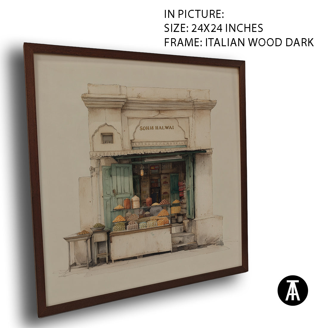 Artwork in Dark Wood Frame