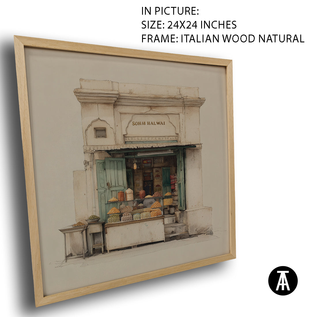 Artwork in Natural Wood Frame