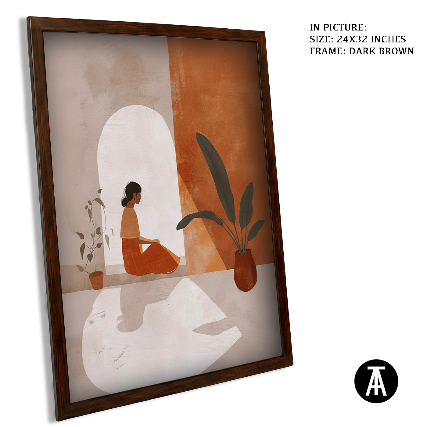 Artwork in Dark Brown Frame