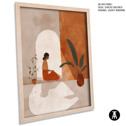Artwork in Light Brown Frame