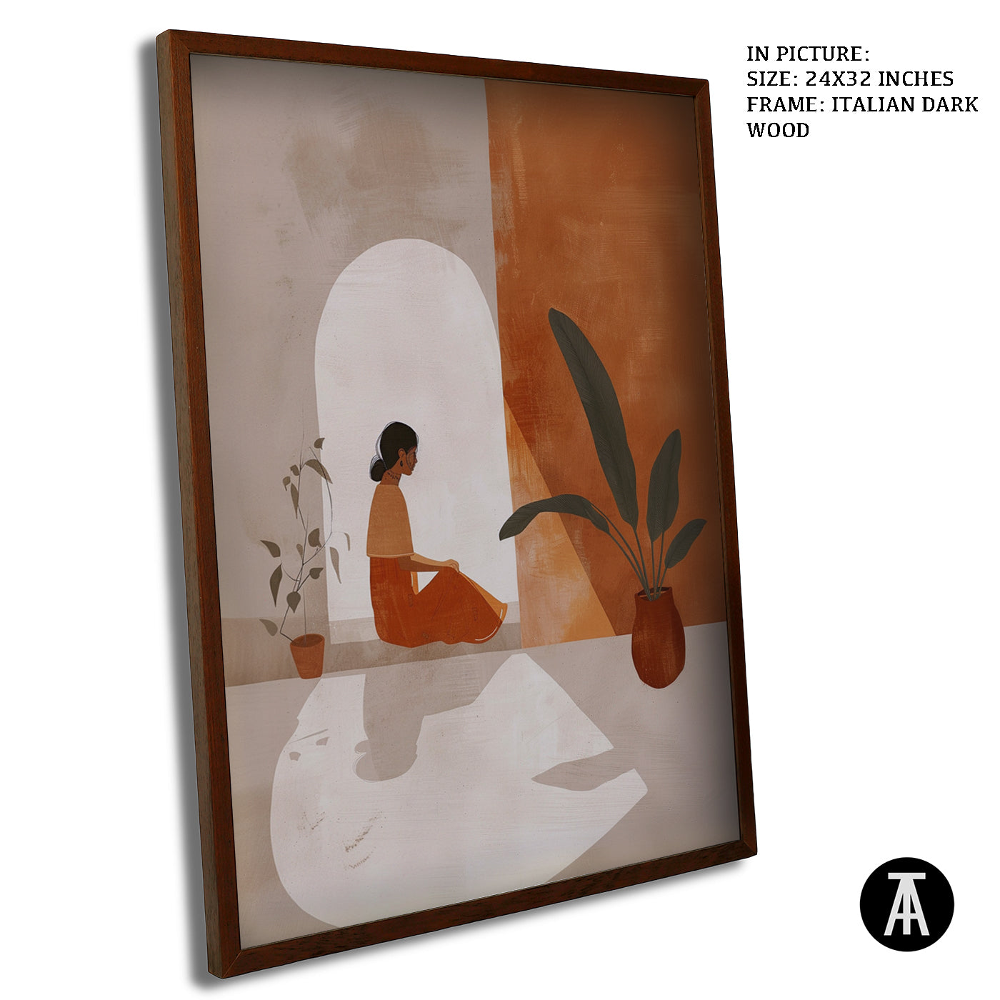 Artwork in Dark Wood Frame
