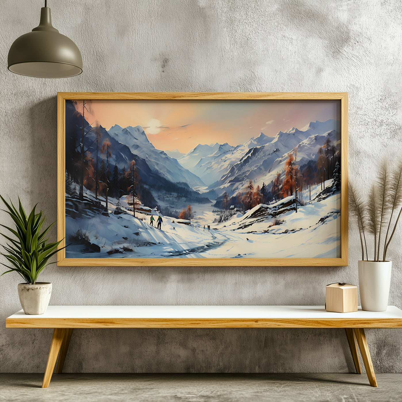 Panoramic Indian Painting in a Lifestyle Setting