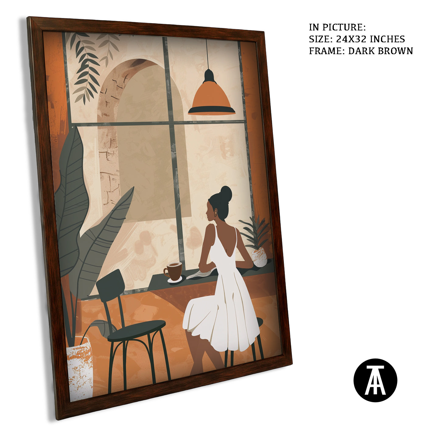 Artwork in Dark Brown Frame