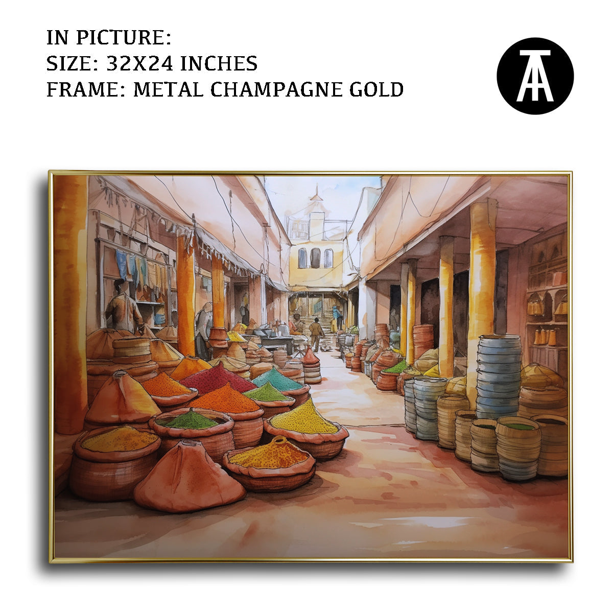Artwork in Light Brown Frame