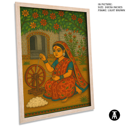Artwork in Light Brown Frame