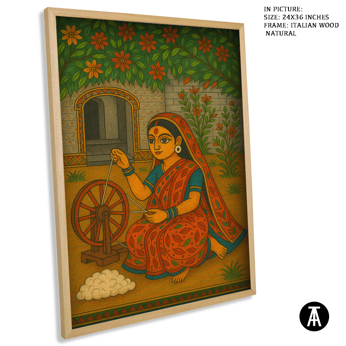 Artwork in Natural Wood Frame