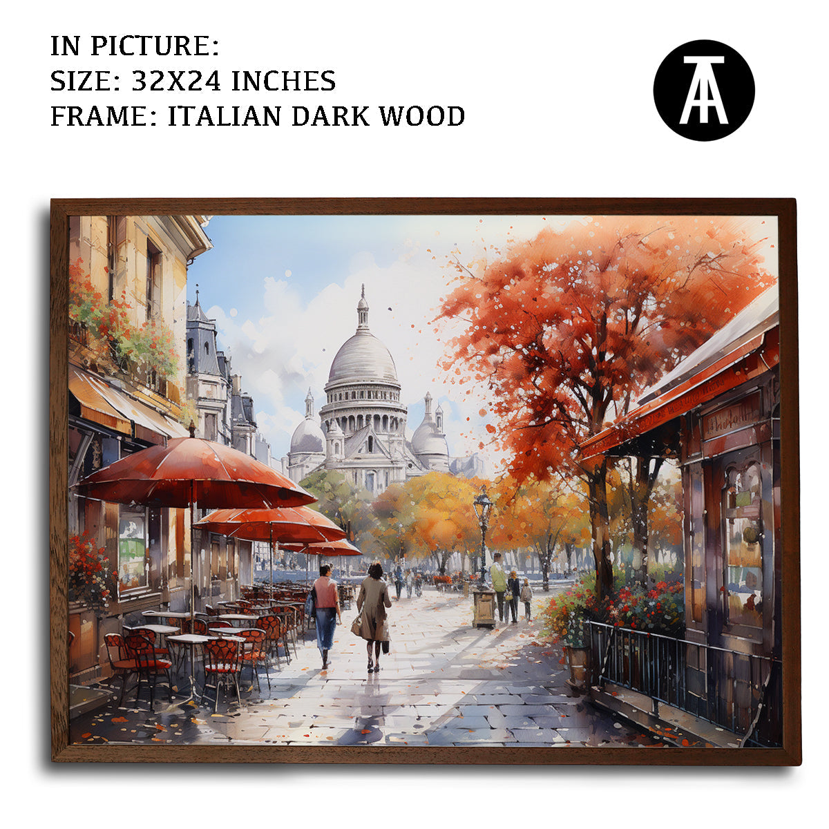 Artwork in Dark Wood Frame