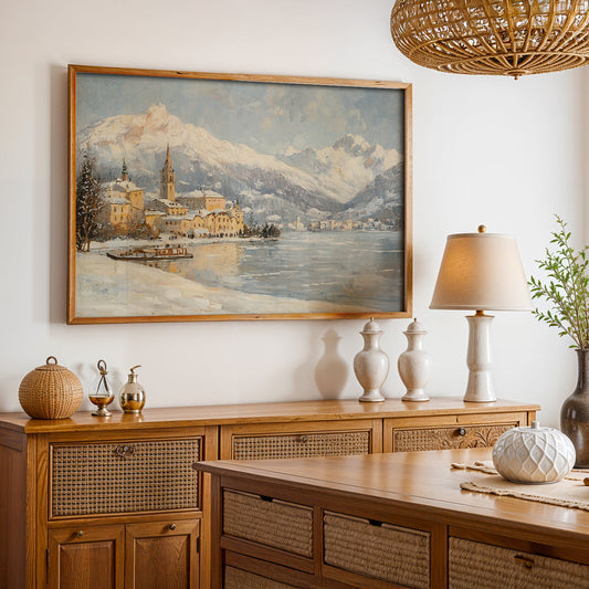 Swiss Alps Painting in a Lifestyle Setting