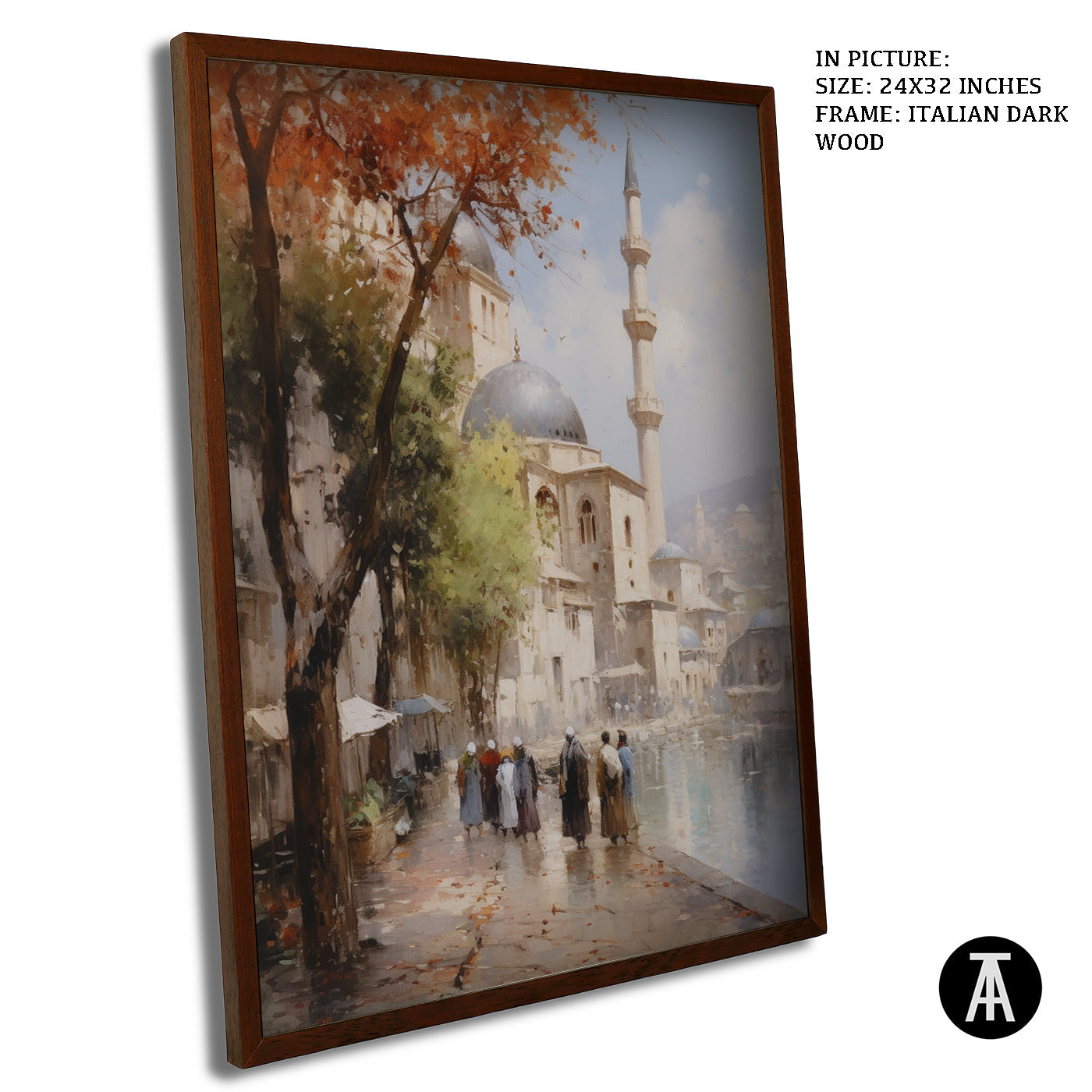 Artwork in Dark Wood Frame