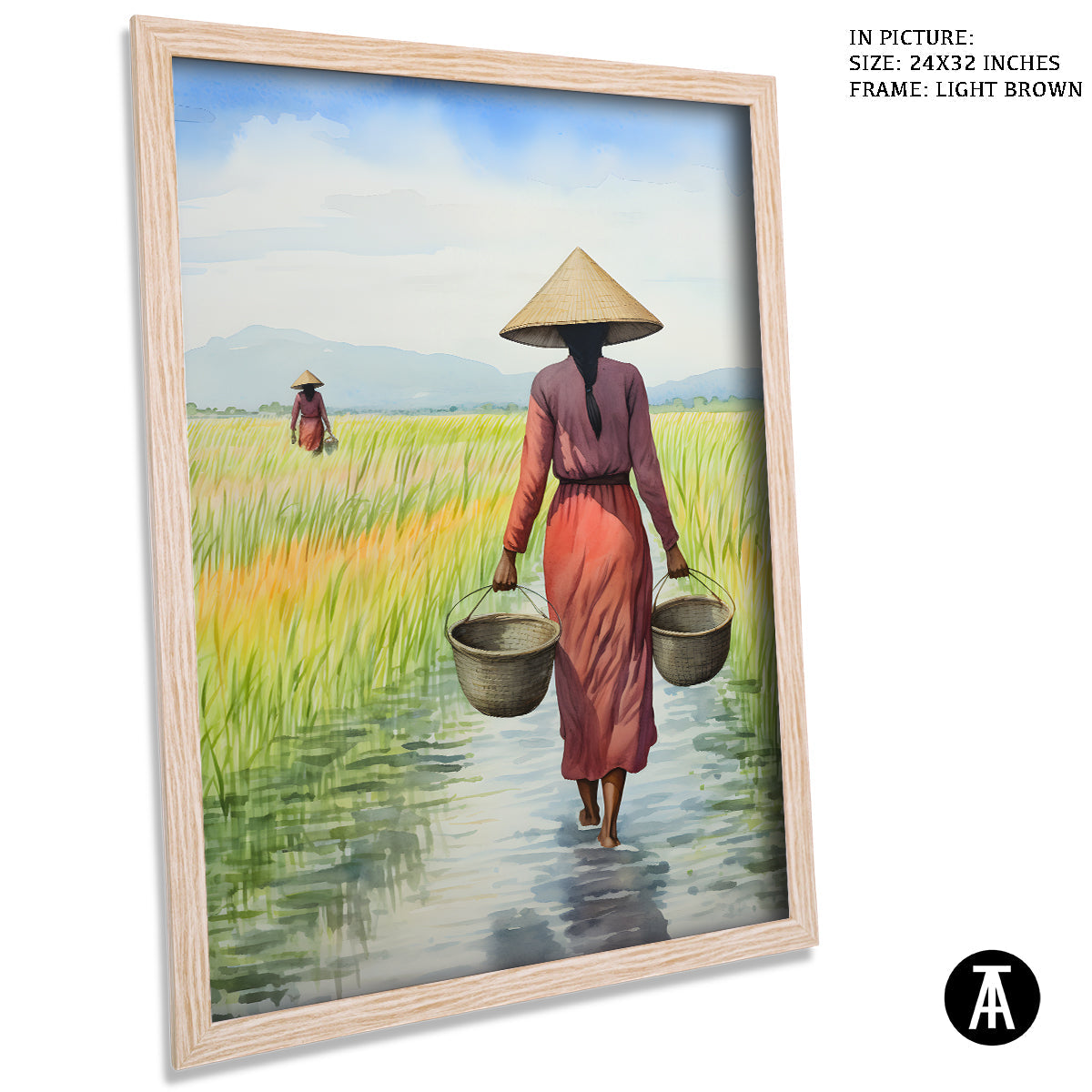 Sample Artwork in Light Brown Frame
