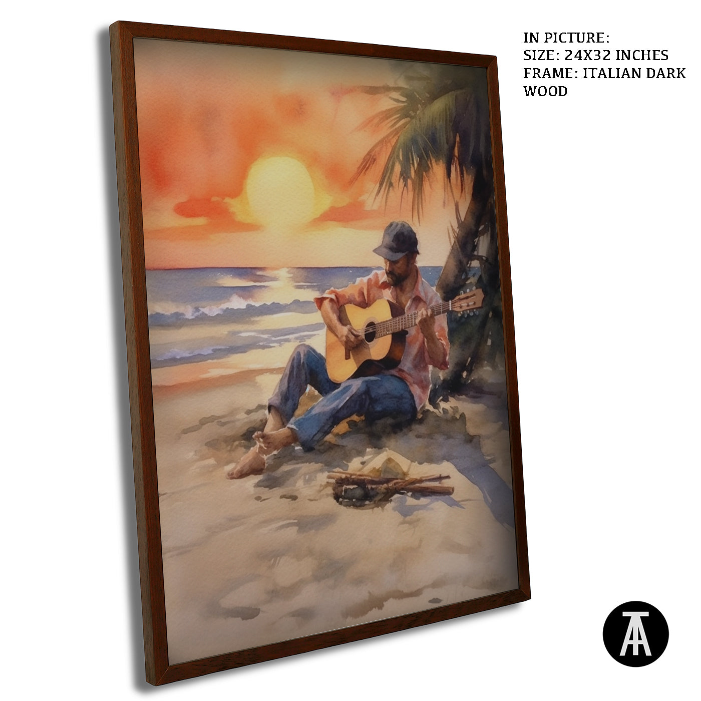 Artwork in Dark Wood Frame