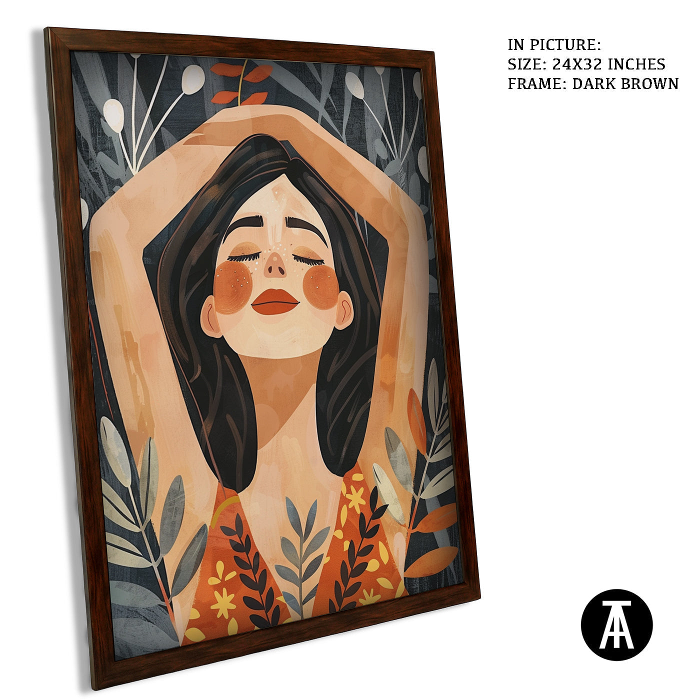 Artwork in Dark Brown Frame