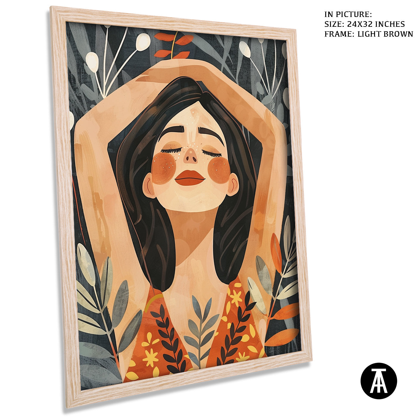 Artwork in Light Brown Frame