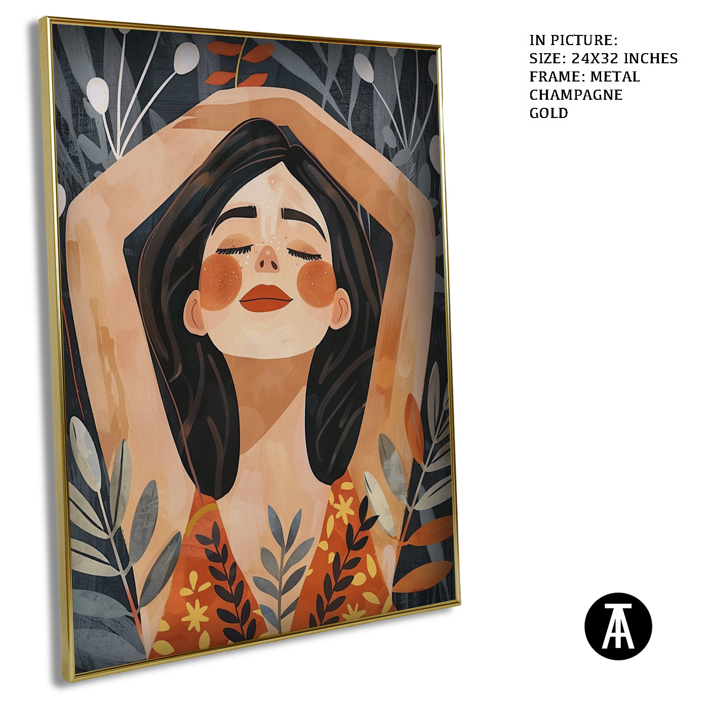 Artwork in Metal Champagne Gold Frame