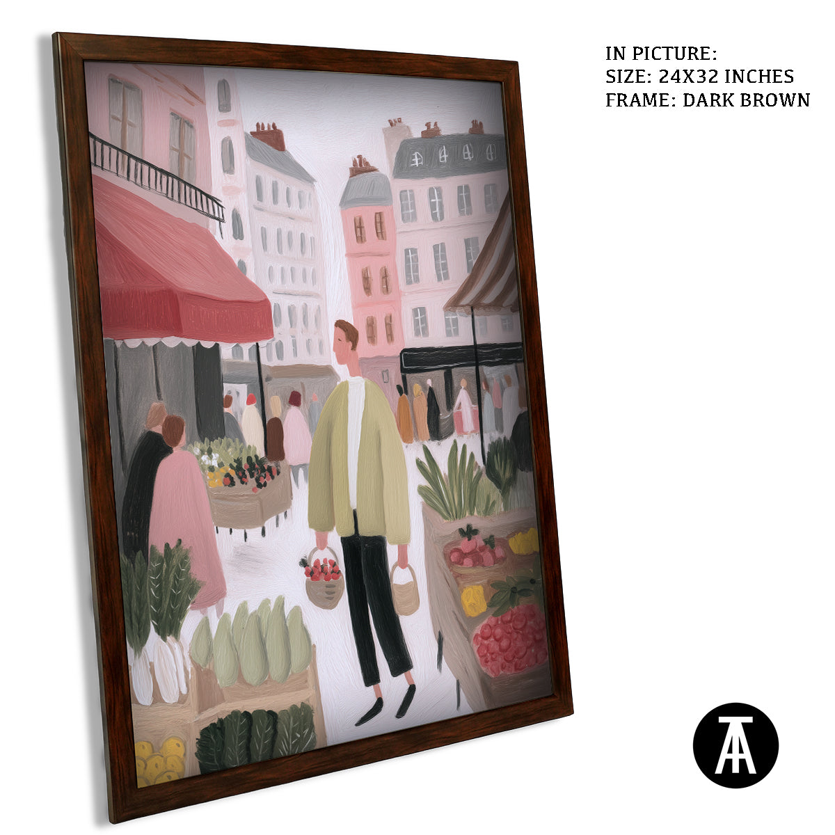 Artwork in Dark Brown Frame