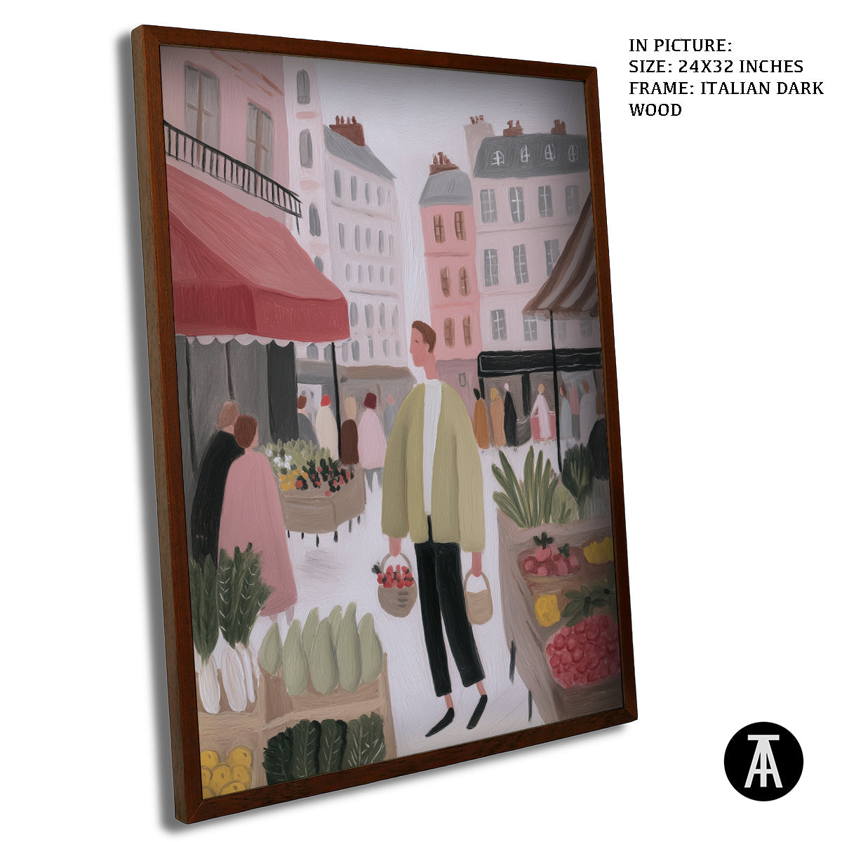 Artwork in Dark Wood Frame