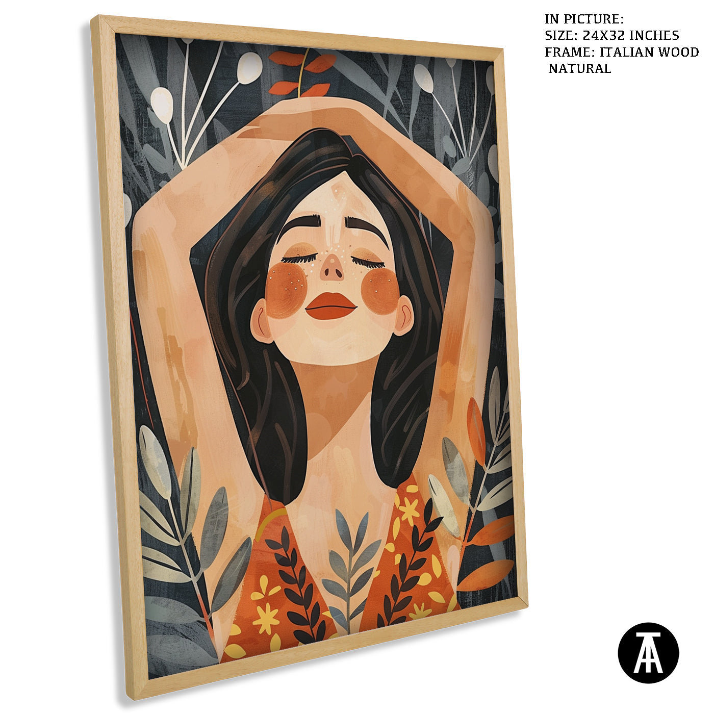 Artwork in Natural Wood Frame