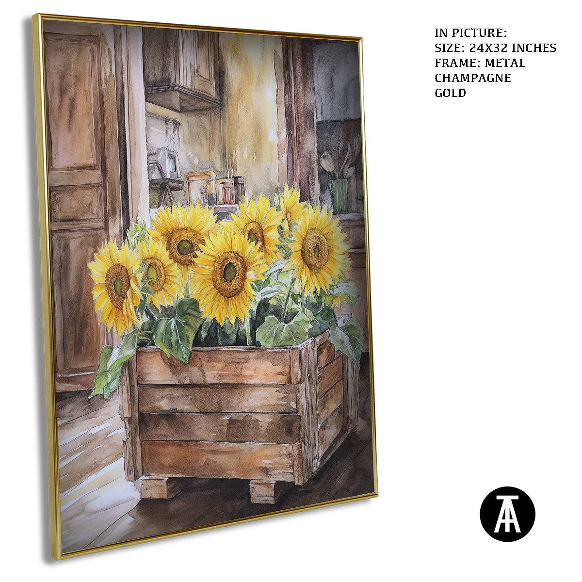 Artwork in Light Brown Frame