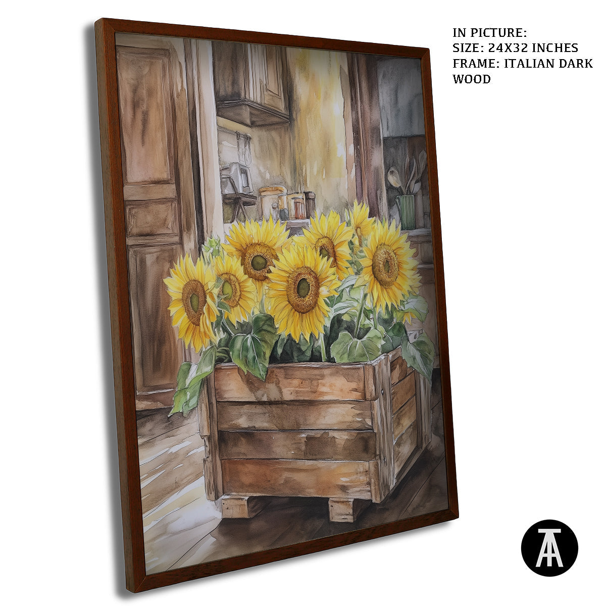 Artwork in Dark Wood Frame