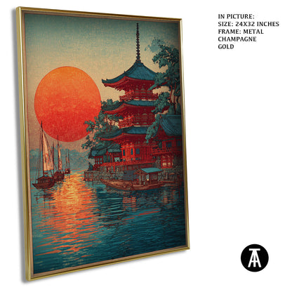 Artwork in Light Brown Frame